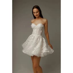 Sweet Short Wedding Dresses Customized Spaghetti Strap Sweethat Lace Applique Tulle A Line Mini Bridal Grown Vestido De Noival