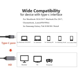 USB C To HDMI Cable 2M/6.6FT 4K 30/60Hz Type C To HDMI HD TV Converter Adapter For IPhone 15 MacBook Pro/Air IPad Samsung Laptop