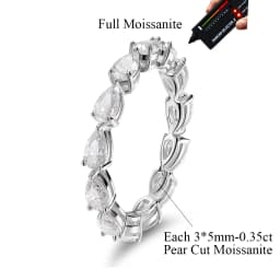 COSYA 4.5cttw Pear Cut Moissanite Eternity Ring For Women 100% S925 Silver Certified Waterdrop Diamond Wedding Band Fine Jewelry