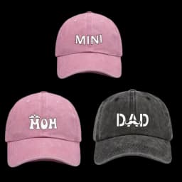 DAD MOM MINI Printed dad mama mini Love Caps Washed Cotton Adjustable Parent-Unisex Baseball Hats Embroidery Baseball Cap