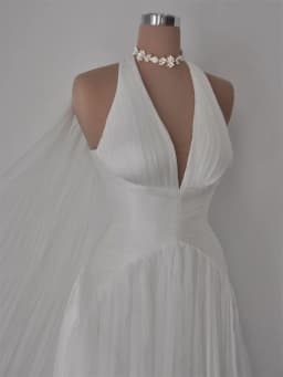 Rebecca Customized Elegant Halter Neck Pleated Wedding Dress Lace-Up vestidos de noche A-Line Floor-Length Formal Evening 2026