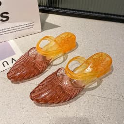 Women'S 2 In 1 Transparent Crystal Plastic Jelly Sandals Non Slip Glitter Pointed Toe Summer Casual Outdoor Beach Flat Slippers