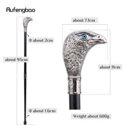 Sliver Eagle Head with Blue Eyes Walking Cane Fashion Decorative Walking Stick Gentleman Elegant Cosplay Cane Knob Crosier 93cm