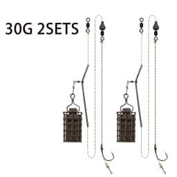 Carp Fishing Feeder Set – Bait cage with braided hook line, includes 30g/40g/50g sinkers, pre-tied fishing line rigs
