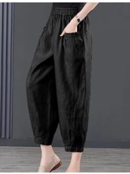 Ice Silk Cotton Linen High Waist Elastic Lantern Pants Women's Loose Harlan Pants Asymmetric Commute Sle Summer 2025