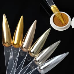6 Pcs Elegant Mirror Chrome Effect Metallic Dust Holographic Glazed Manicure Decoration Reflective Gold Silver Glitters Powder