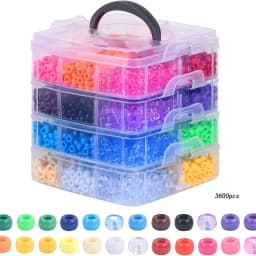 3600Pcs Pony Beads, 24 Colors Kandi Beads Bulk for Bracelets, Hair Braiding, DIY Jewelry & Christmas Gifts