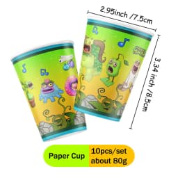 My Singing Monsters Cartoon Animation Theme Cake Flag Swirls Straw Happy Birthday Party Decor Favor Decoration Suplies