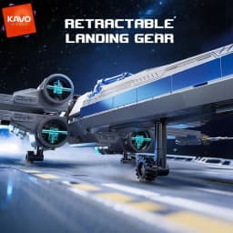 KAVOWORLD 1271pcs X-Wing Space Fighter Building Blocks Set with LED Light Up Mechanical Linkage Transformable Starship Bricks Retractable Landing Gear Display Model Construction Toy Space Vehicle with Pilot Bricks Gift for Adults Teens Space Birthday