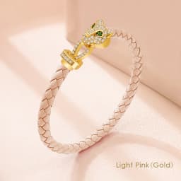 MOONLIGHT Classic Design Exquisite Cheetah Zircon Bracelet for Women Braided Leather Bracelet Quality Banquet Couples Gift