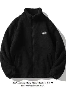 Winter Thickened Warm Cotton Jacket Men's Style Simple Lamb Velvet Stand Collar Cotton Coat Youth Fashion Casual Wear