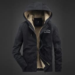 Men's Jacket Hooded Parkas Lamb Fur Lining Men's Winter Jackets Plush Men's Cold Jacket Thickening Motorcycle Jacket