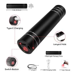 Red Light Therapy Lamp 660nm Red Light & 850nm Infrared Lamp Therapy Torch with Timer Portable LED Small Torch Body Pain Relief