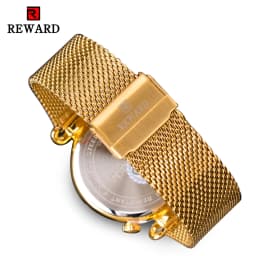 REWARD Gold Watches Men Multiple Time Zone Display Quartz Wristwatch Business Clock Man Luxury Watch
