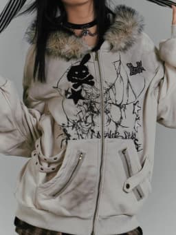 2000s American Vintage Elegant Fur Patchwork Hooded Coat Thicken Korea Zipper Streetwear Loose Y2k Jacket New Winter Women Top
