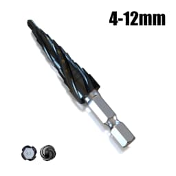 M35 Cobalt 4-Flute Step Drill Bit 1/4 in Metric Tapered Hex Shank for Stainless Steel Sheet Metal Wood Aluminum and Other Metals