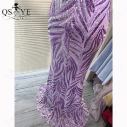Purple Sequin Evening Dresses Mermaid Spaghetti Straps V Neck Prom Gown Glitter Pattern Sequin Lace Elegant Long Formal Dress