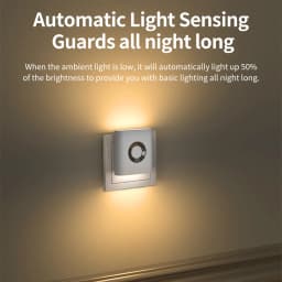 220V Led Night Light with EU Socket Motion Sensor Plug into Wall Lamp Warm White Ambient Light for Toilet Staircase Bedroom