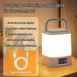 Rechargeable Led Night Light with Time Display USB-Powered Adjustable Brightness Bedside Lamp for Baby Nursery Reading Bedroom