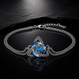 Colorful Crystal Celtic knot Bracelet Heart Zircon Trinity Knot Triquetra Double Chain Bracelets Irish Jewelry for Women