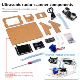 DC 5V Ultrasonic Radar Scanner DIY Kit HXFB Graphical Programming Core Board 0-180 Servo Scanning LCD Real-time Display