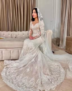 Customized Elegant Mermaid Wedding DressesDetachable Train Romantic Lace Long Sleeve Bride Dresses For Vestidos De Novia