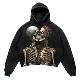 Retro hooded sweatshirt skull print flame Y2K retro hooded pullover jacket street style goth casual fashion men's Harajuku top