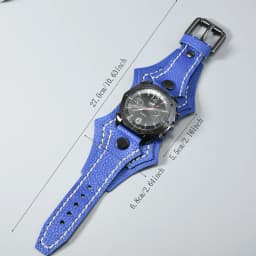 Men's Punk Rock Style Large Dial Quartz Watch Vintage Multi Layer Hand Stitched Cowhide Strap