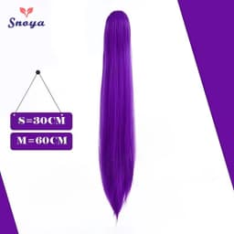 Snoya 60cm/30cm Synthetic Versatile Long Straight Claw Clip Ponytail Extensions for Ancient Costume Design Red Purple Pink Blue