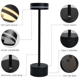 Touch Small Night Light LED Aluminum Material Desk Light Adjustable Brightness Table Lamp for Gift Bedroom Camping Home Decor