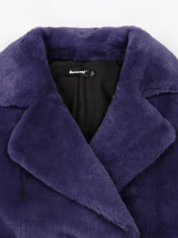 Nerazzurri Winter Extra Long Purple Black Thick Warm Soft Fluffy Faux Fur Coat Women Sashes Double Breasted Furry Overcoat 2022