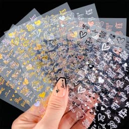6pcs/set High Gloss Reflective Nail Sticker Gold Silver Aurora Wave Lines 3D Self-Adhesive Nail Art Decal Design Manicure Tool