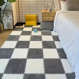 Soft Plush Puzzle Mat BPA-free Interlocking Foam Living Room Rug Warm Non-slip Washable Floor Protector Home Decor Mat