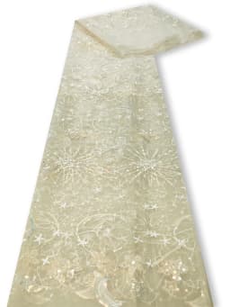 1meter Stars and moon sequined yarn cloth dress see-through sequined dress fashion designer mesh embroidery fabric