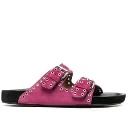 Rivet Belt Buckle Flat with Slippers Round Toe Black Solid Women Shoes Summer Slides Casual Outside Fashion Newest Slip On 2023