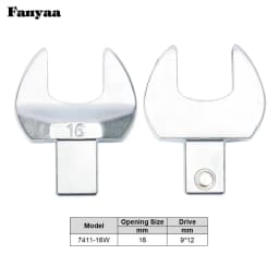 Fanyaa Square Drive 9x12 Open End Wrench Interchangeable Torque Head, Individual Crowfoot Wrench Full Polish 7-19mm