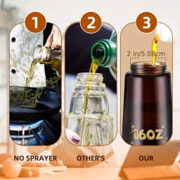 16oz/470ML Light Blocking Brown Oil Sprayer for Cooking 2 in 1 Olive Oil Dispenser Bottle for Kitchen Oil Bottle Seasoning Tools