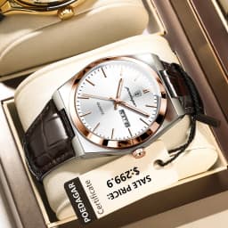 POEDAGAR Luxury Watch for Men Military Leather Man Wristwatch Quartz Clock Waterproof Luminous Date Week Men's Watches Reloj+box
