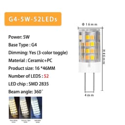 G4 / G9 Base LED Lamp Bulbs 220V 5W 7W Pendant Ceramic Light 3000K 4000K 6000K On/Off Control Tricolor Switching No Need Driver