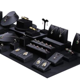 Black Faux Leather Ring Display Column Riser Jewellery Holder Retail Showcase Stand Pawn Shop Counter Organizer Exhibition Rack