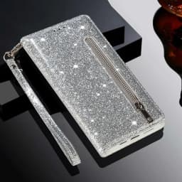 Wallet Glitter Zipper Flip Leather Case For Samsung Galaxy S25 Edge S24 S23 S22 Ultra S21/S20 FE A15 A16 A17 A35 A36 A54 A55 A56