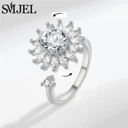 New Sunflower Anxiety Ring Fidget Spinner Rings for Women Cute Butterfly Hummingbird Charms Finger Ring Anti Stress Rotate Gifts