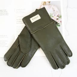 Women's Thickened Winter Sheepskin Fur Gloves Windproof Warm Outdoor Motorcycle Riding Color Leather Finger Gloves
