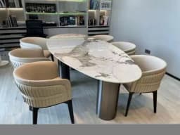 Any Size Custom Italian Marble Dining Table Natural Stone Luxury Dining Set Villa Mansion Penthouse Kitchen Home Furniture Decor