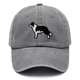Border Collie Washed Cotton Baseball Cap Vintage Embroidery Unisex Distressed Snapback Hat Casual Animal Lover Gift Daily Hat