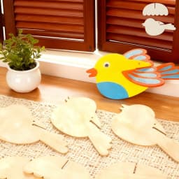 YOMDID 5pcs Unfinished Wooden Ornaments - Blank Wooden Bird Hanging Decorations, Colorful Painted Design (with Hemp Rope)