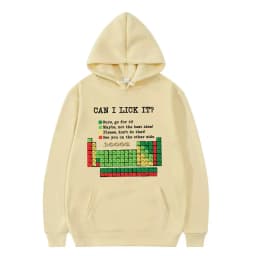Funny Periodic Table“Can I Lick It? Chemistry Print Hoodie Men Women Casual Hoodies Long Sleeves Hip Hop Vintage Sweatshirts Top