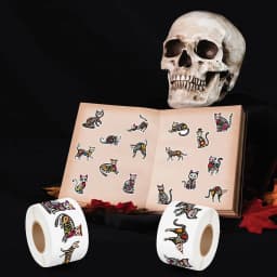 500pcs Skull Sticker Halloween Candy Skull Sticker Dia De Los Muertos Mexico Day of the Dead Sticker for Halloween Party Gift De
