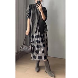 Pleated Black Polka Dot Half Skirt Women's Simple Casual Loose Fashion Versatile Commuter Clothing Korean Wearing