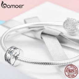 Bamoer 925 Sterling Silver Universe Series Star & Moon Beads Blue Planet Pendant Charms for Women Bracelet DIY Fine Jewelry Gift